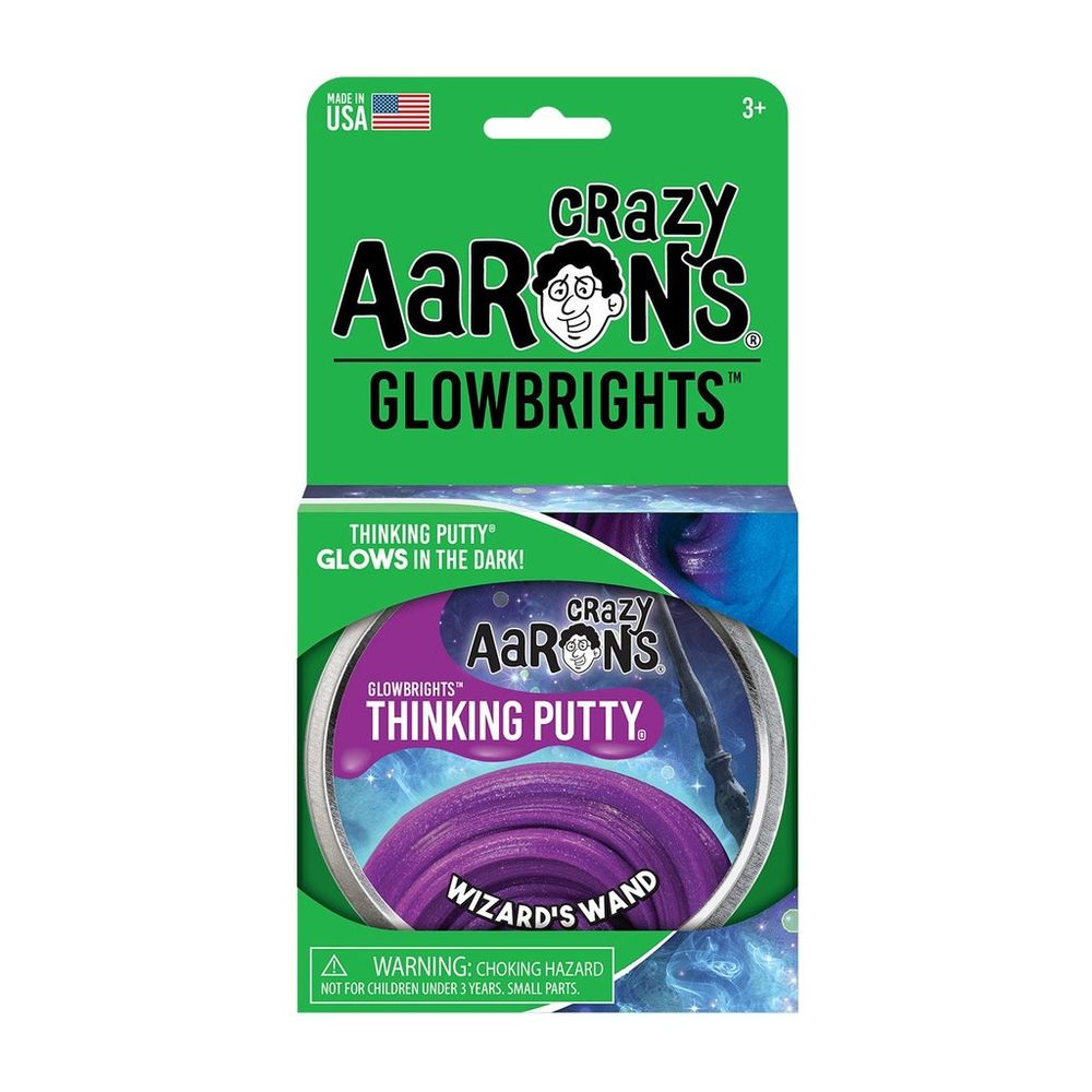 Crazy Aaron's Thinking Putty Glowbrights Wizard's Wand 4 Inch Tin