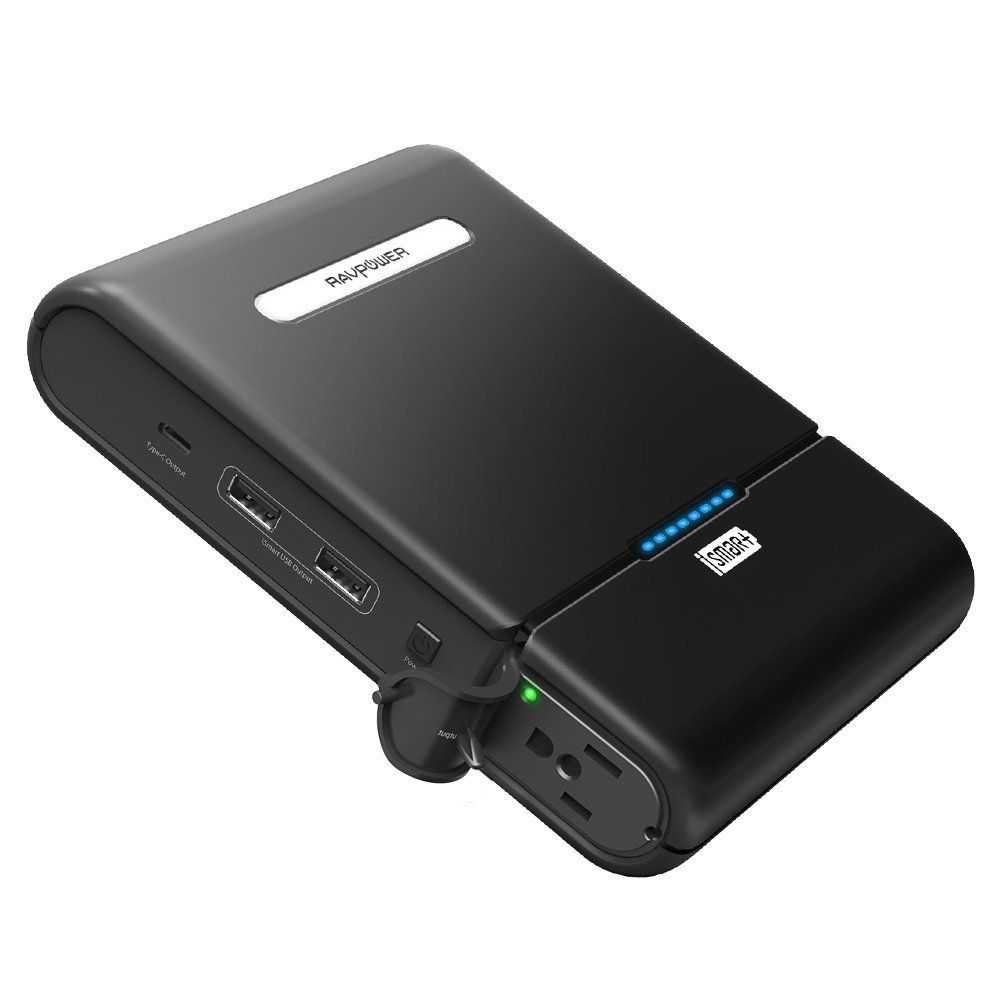 RAVPower 27000mAh Black Power Bank with Built-In AC Charger