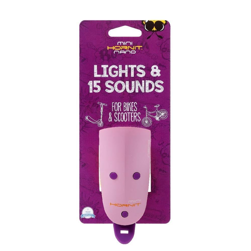 Hornit Mini Lights And 15 Sounds Nano For Bikes And Scooters Pink/Purple