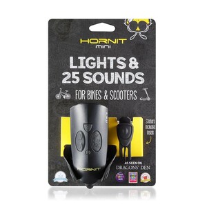 Hornit Mini Lights And 25 Sounds For Bikes And Scooters Black/Black