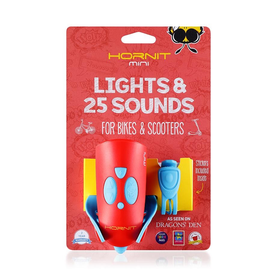 Hornit Mini Lights And 25 Sounds For Bikes And Scooters Blue/Red