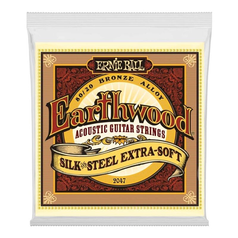 Ernie Ball 2047 Earthwood Acoustic Guitar Strings - Silk & Steel - 80/20 Bronze (10-50 Extra Soft Gauge)