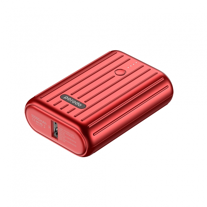 Porodo Ultra-Compact 18W PD + QC3.0 Power Bank 10000mAh Red