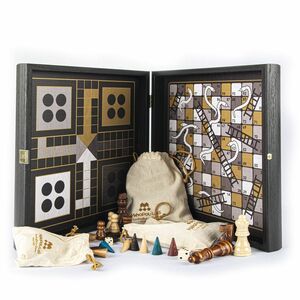 Manopoulos 4-in-1 Game Modern Style - Chess/Backgammon/Ludo/Snakes & Ladders - Medium (34 x 34 cm)