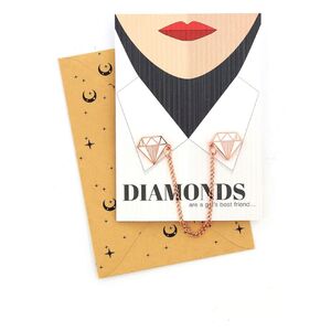 Bumble & Mouse Enamel Diamonds Are Forever Collar Chain Pin Greeting Card
