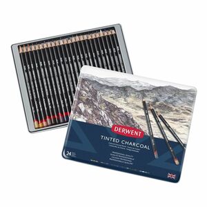 Derwent Tinted Charcoal Drawing Pencils (Set of 24)