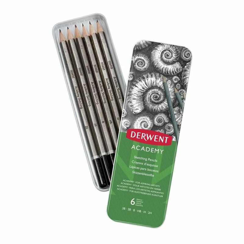 Derwent Academy Sketching Drawing Pencils (Pack of 6)
