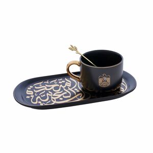 Rovatti Pietra UAE Alto Livello Mug With Ovale Plate Black (Set of 3)