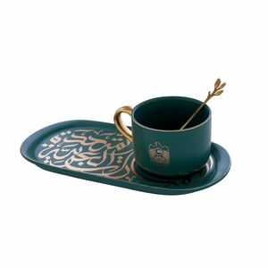 Rovatti Pietra UAE Alto Livello Mug With Ovale Plate Green (Set of 3)