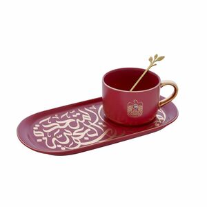 Rovatti Pietra UAE Alto Livello Mug With Ovale Plate Red (Set of 3)