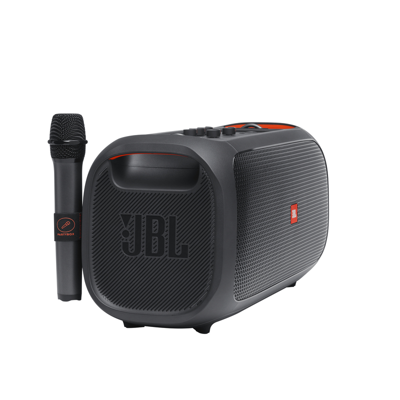 JBL Partybox On-The-Go Black Portable Party Speaker with Built-In Lights & Mic