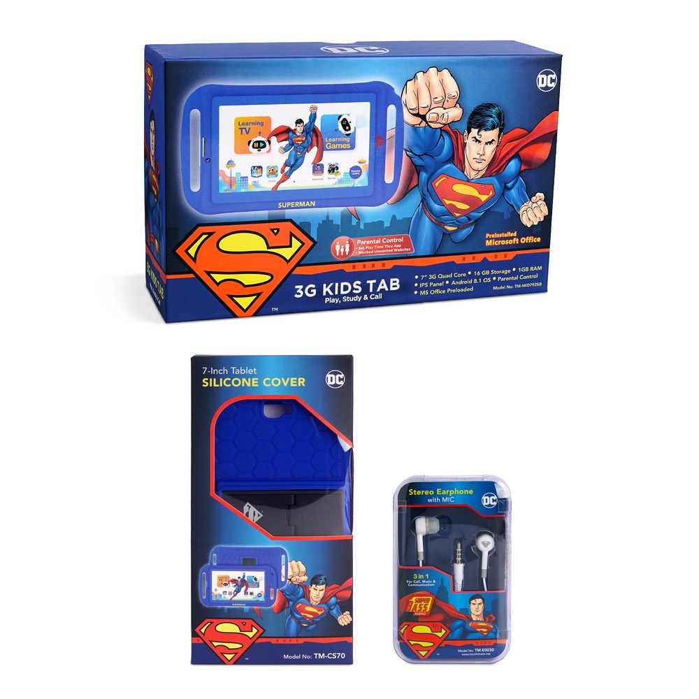 Touchmate Superman 7 Inch 3G Calling Kids Tablet Blue