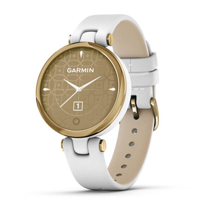 Garmin Lily Light Gold With White Case & Leather Band  Smartwatch