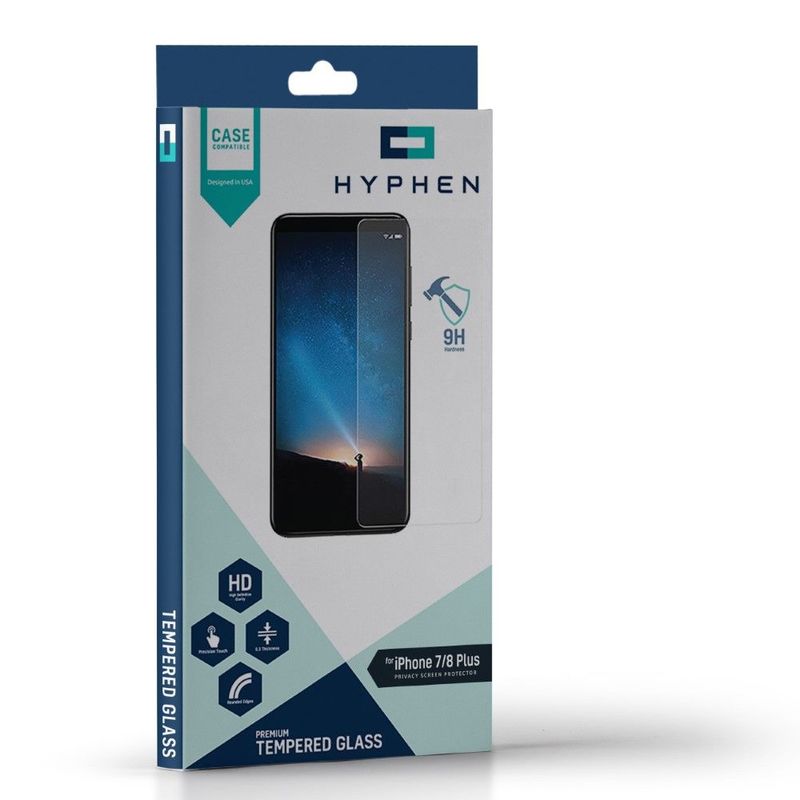 HYPHEN Tempered Glass Privacy Screen Protector for iPhone 8 Plus/ /7 Plus