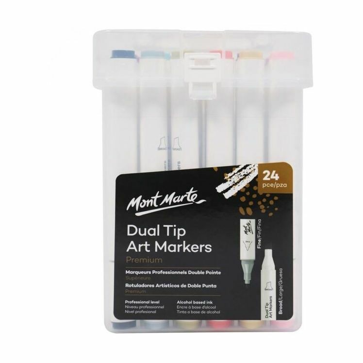 Mont Marte Dual Tip Alcohol Art Markers In Case (Set of 24)