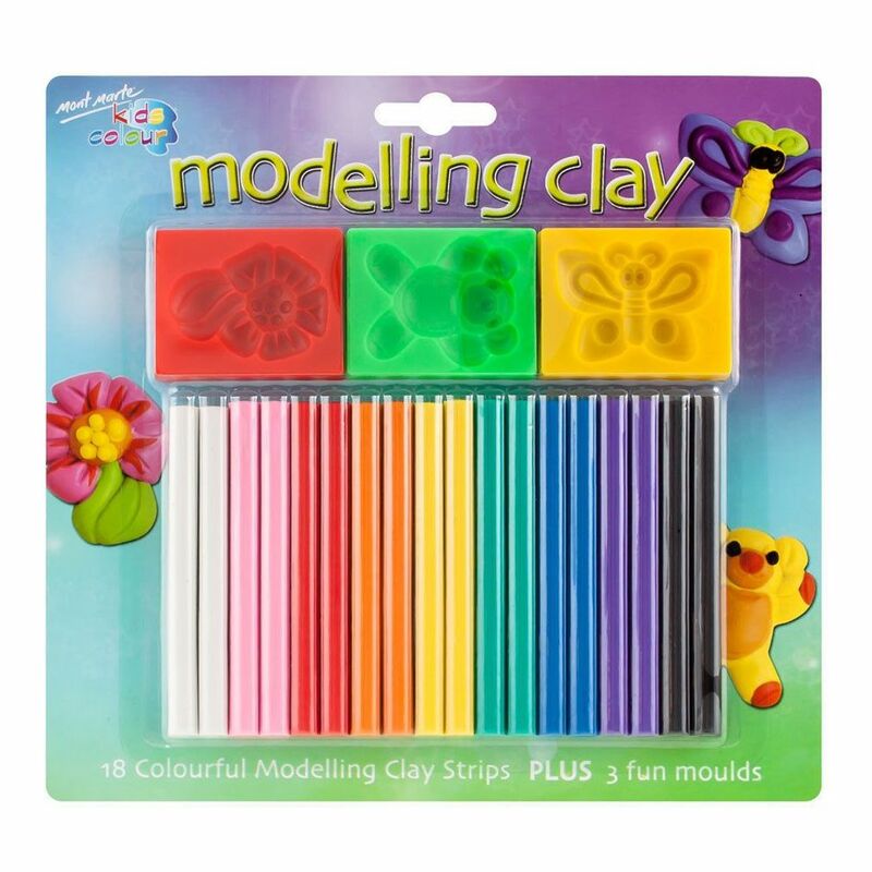 Mont Marte Kids Colour Modelling Clay Set w/Moulds (Set of 21)