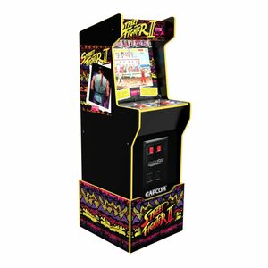 Arcade 1UP Capcom Legacy Edition Street Fighter II Themed Arcade Machine with Light-Up Marquee & Riser