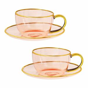 Cristina Re Rose Glass Teacup And Saucer (Set Of 2)