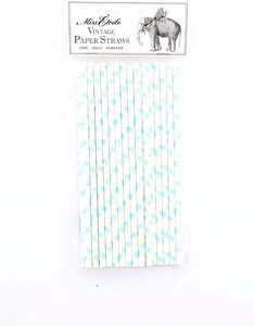 Miss Etoile Paper Straw Heart Blue (Pack of 25)