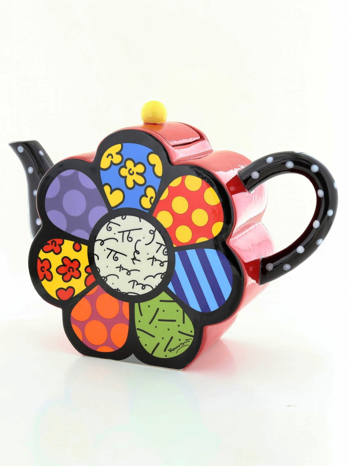 Romero Britto Ceramic Teapot Flower