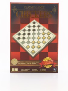 Merchant Ambassador Classic Wood Checkers Board Game