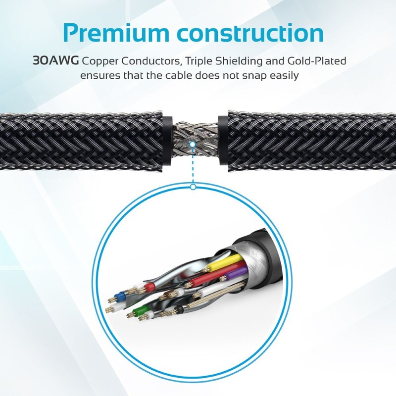 Promate Prolink4k1-300 Black HDMI-Right Angle HDMI Nylon Cable 3M