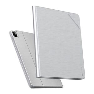 Amazing Thing Anti-Bacterial Opal Metal Finish Folio Case for iPad Pro 12.9 2021 Light Silver