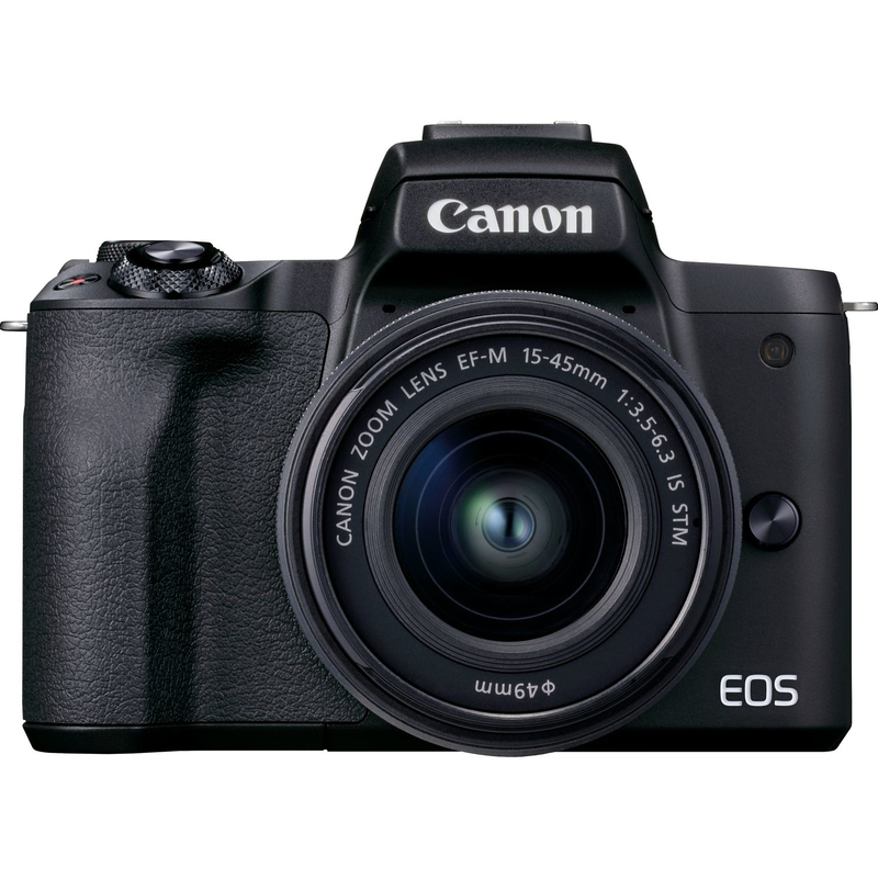 Canon EOS M50 Mark II Mirrorless Digital Camera with 15-45mm Lens Black Premium Blogger Kit (Includes Camera, Lens, Tripod, VideoMic & SDHC Card)