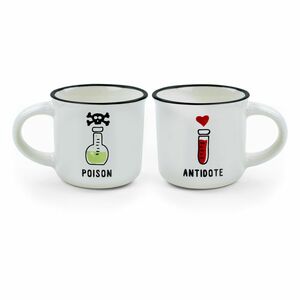 Legami Espresso for Two - Porelain Coffee Mugs 50 ml - Poison & Antidote (Set of 2)