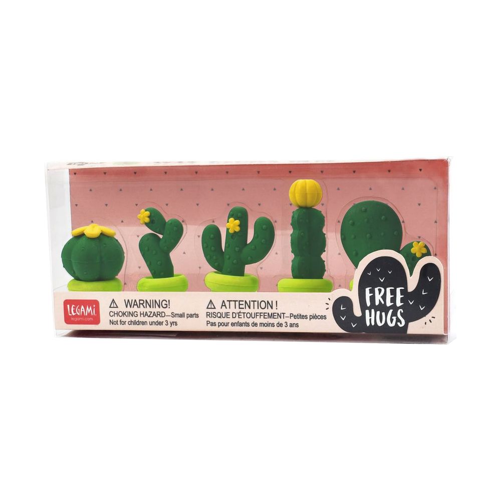 Legami Free Hugs - Cactus Shaped Rubbers (Set of 5)