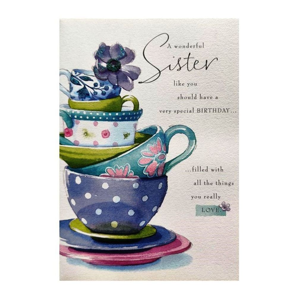 Hallmark A Wonderful Sister Birthday Tea Cup Greeting Card (159 x 228 mm)