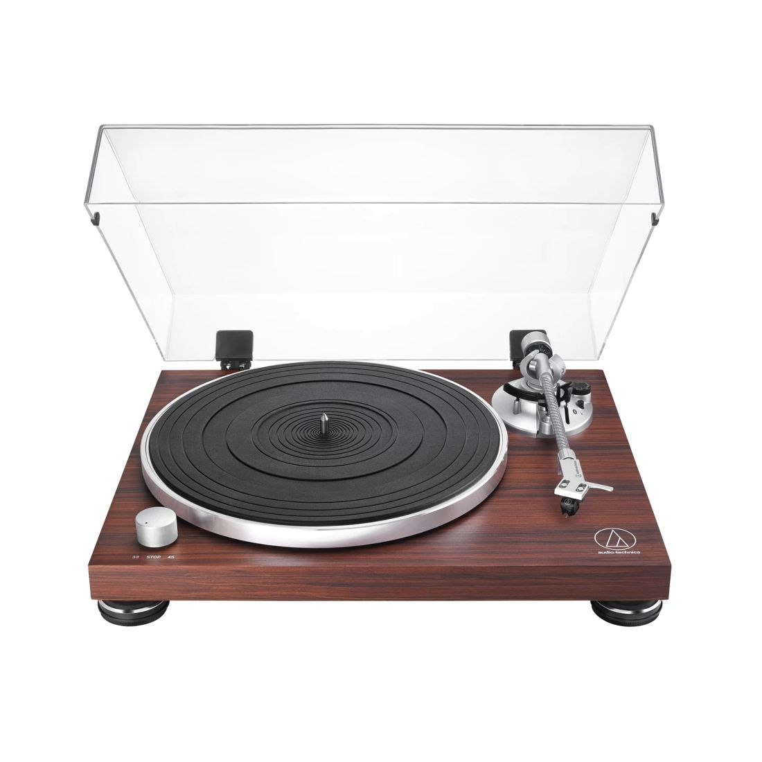 Audio Technica AT-LPW50BT-RW Bluetooth Manual Belt-Drive Turntable with Built-in Switchable Phono Pre-Amplifier & AT-VM95 Dual Moving Magnet Phono Cartridge - Brown