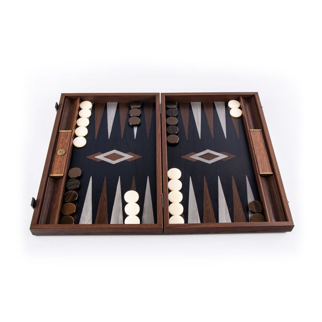 Manopoulos Backgammon Premium Collection - Fossile Forest with Side Racks - Large (48 x 30 cm)
