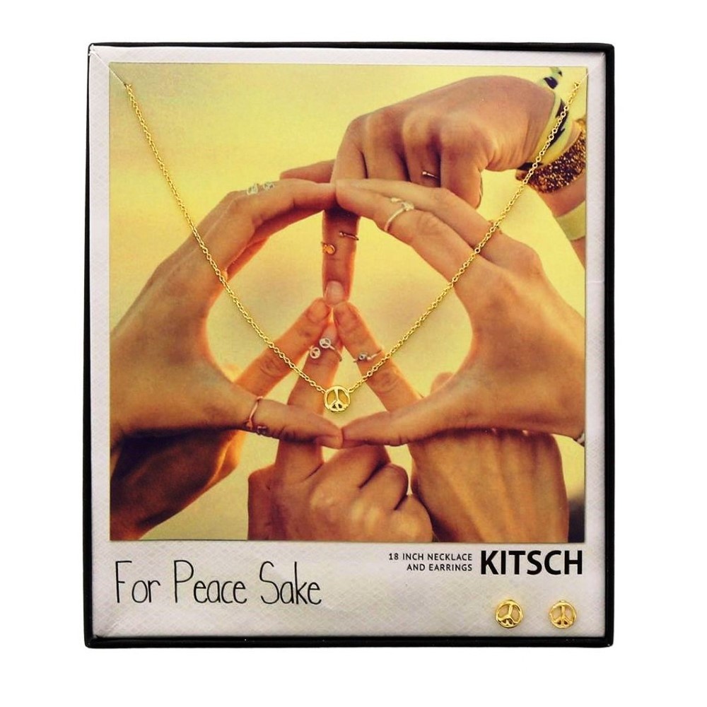 Kitsch For Peace Sake Gold Necklace & Earring Set