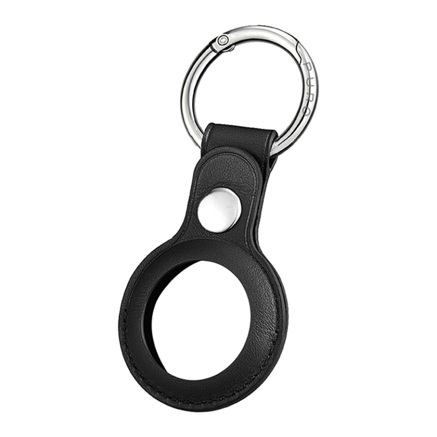 Puro Keychain Leather Look Sky for Apple AirTag with Carabiner Black