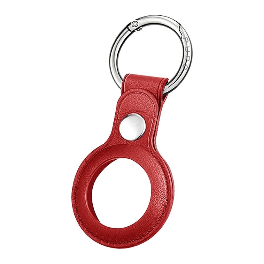 Puro Keychain Leather Look Sky for Apple AirTag with Carabiner Red