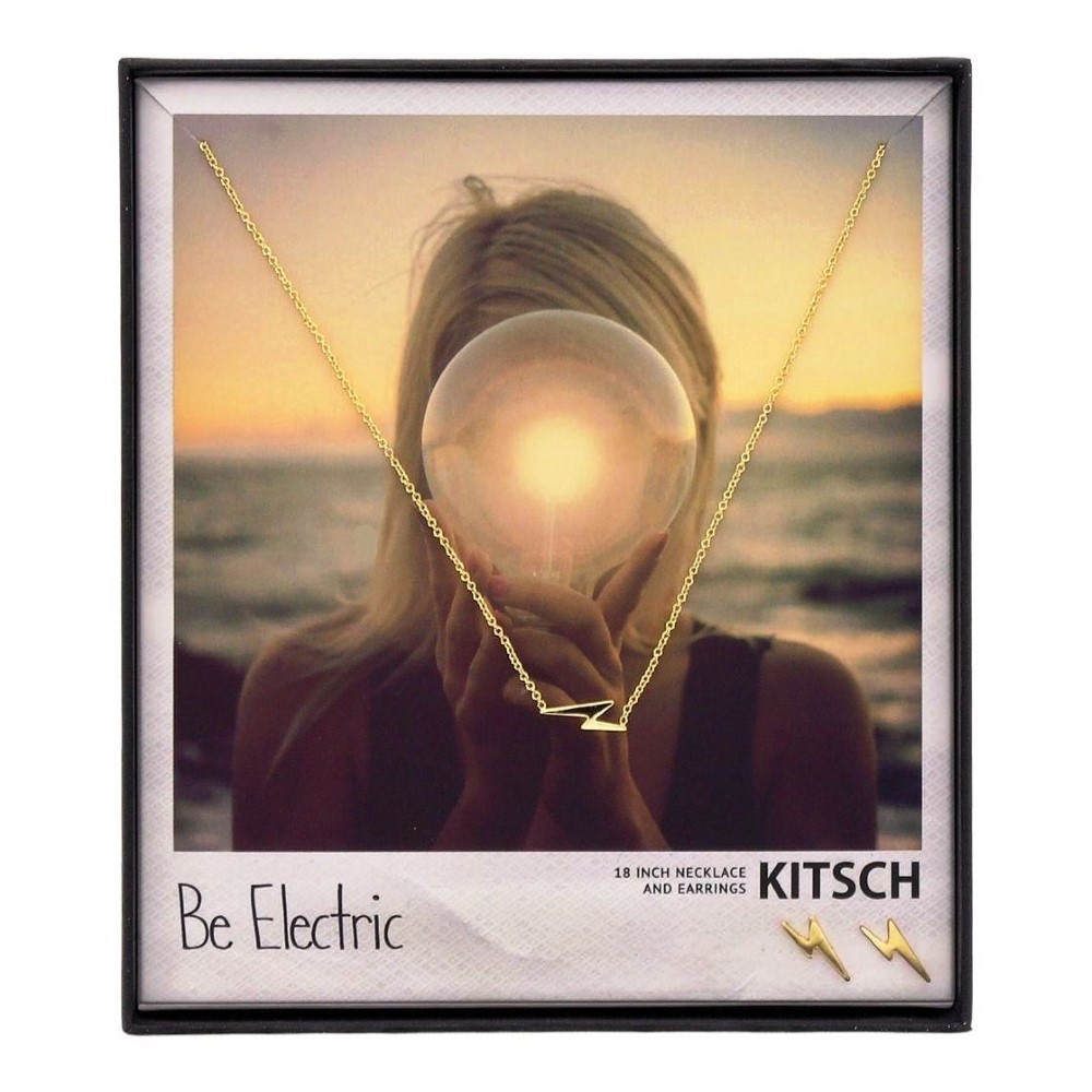 Kitsch Be Electric Gold Necklace & Earring Set