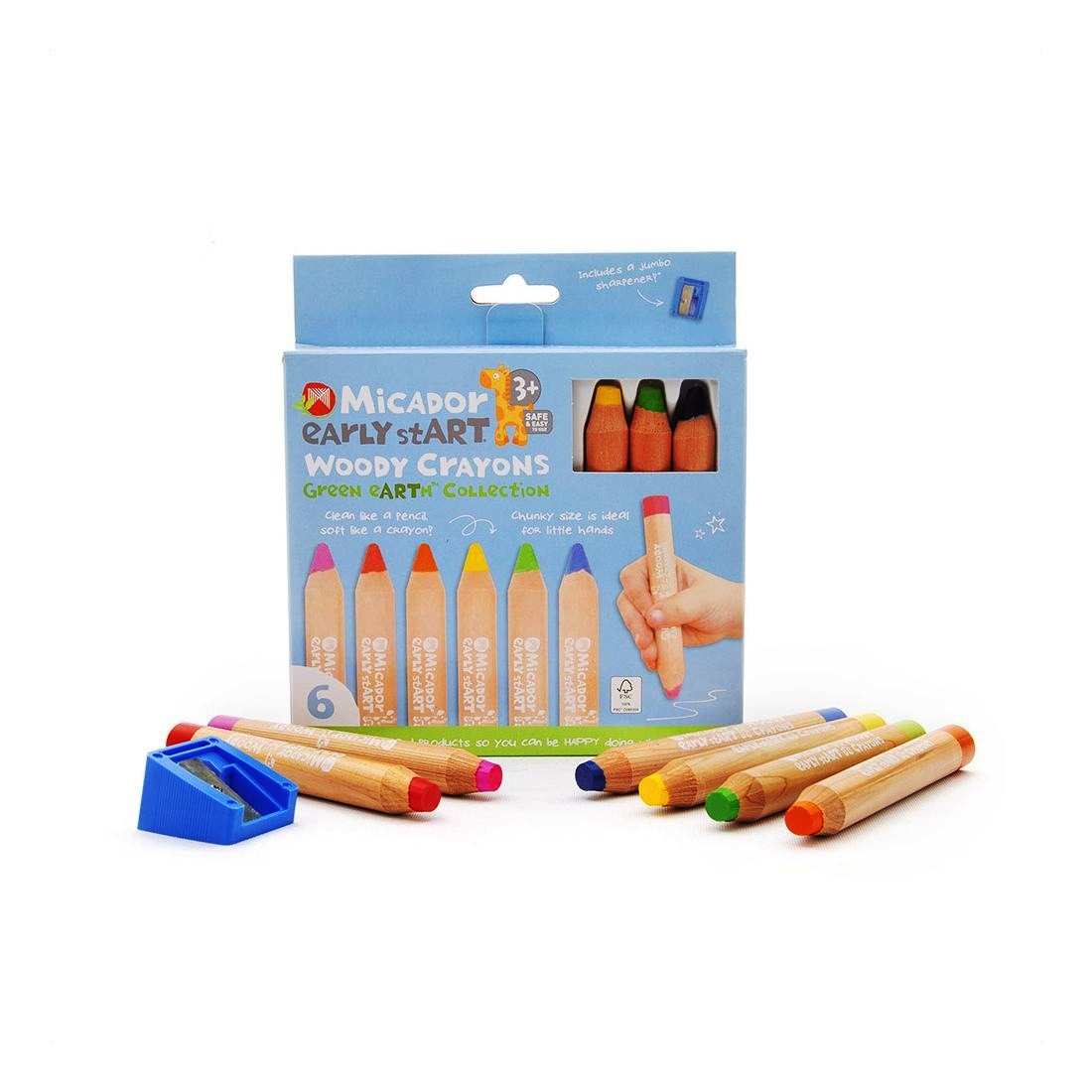 Micador Early Start Woody Crayons FSC 100% (Set Of 6)
