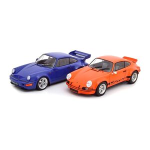 Solido Porsche 911 Rsr & 964 Rs 1.18 Orange and Blue Diecast Model Car (Pack of 2)
