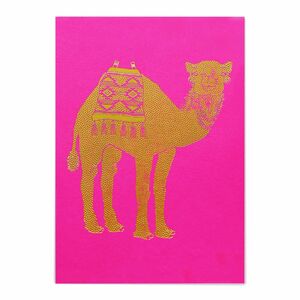 Little Majlis Camel Gold On Pink A6 Postcard