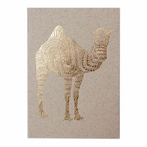 Little Majlis Camel Gold On Kraft A6 Postcard