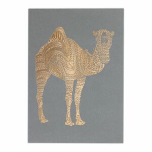 Little Majlis Camel Gold On Grey A6 Postcard