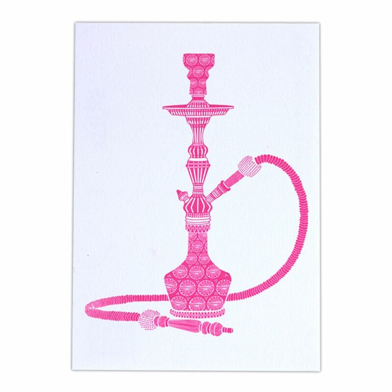 Little Majlis Shisha Pink On White A6 Postcard