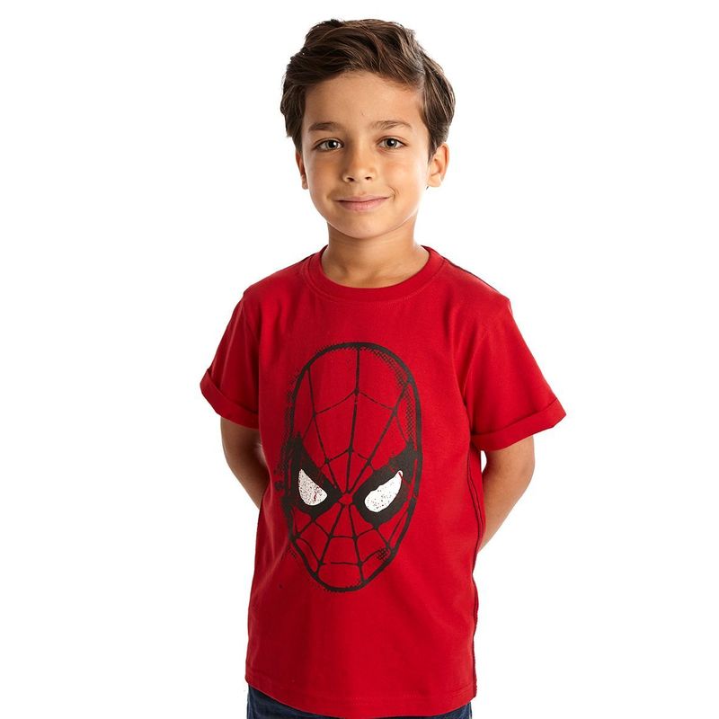 Marvel Spider-Man Face Vintage Wash Red Boys T-Shirt