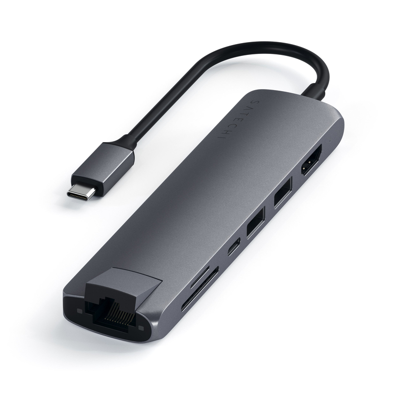 Satechi Type-C Slim Multiport With Ethernet Adapter Space Gray
