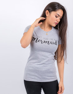 Save The People Cant Run I'm A Mermaid Grey T-Shirt