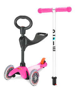 Mini Micro Scooter Pink with Seat O-Bar & T-Bar