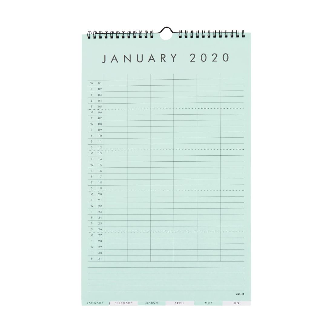 kikki.K 2020 Family Wall Calendar Small Essentials Multi-Color