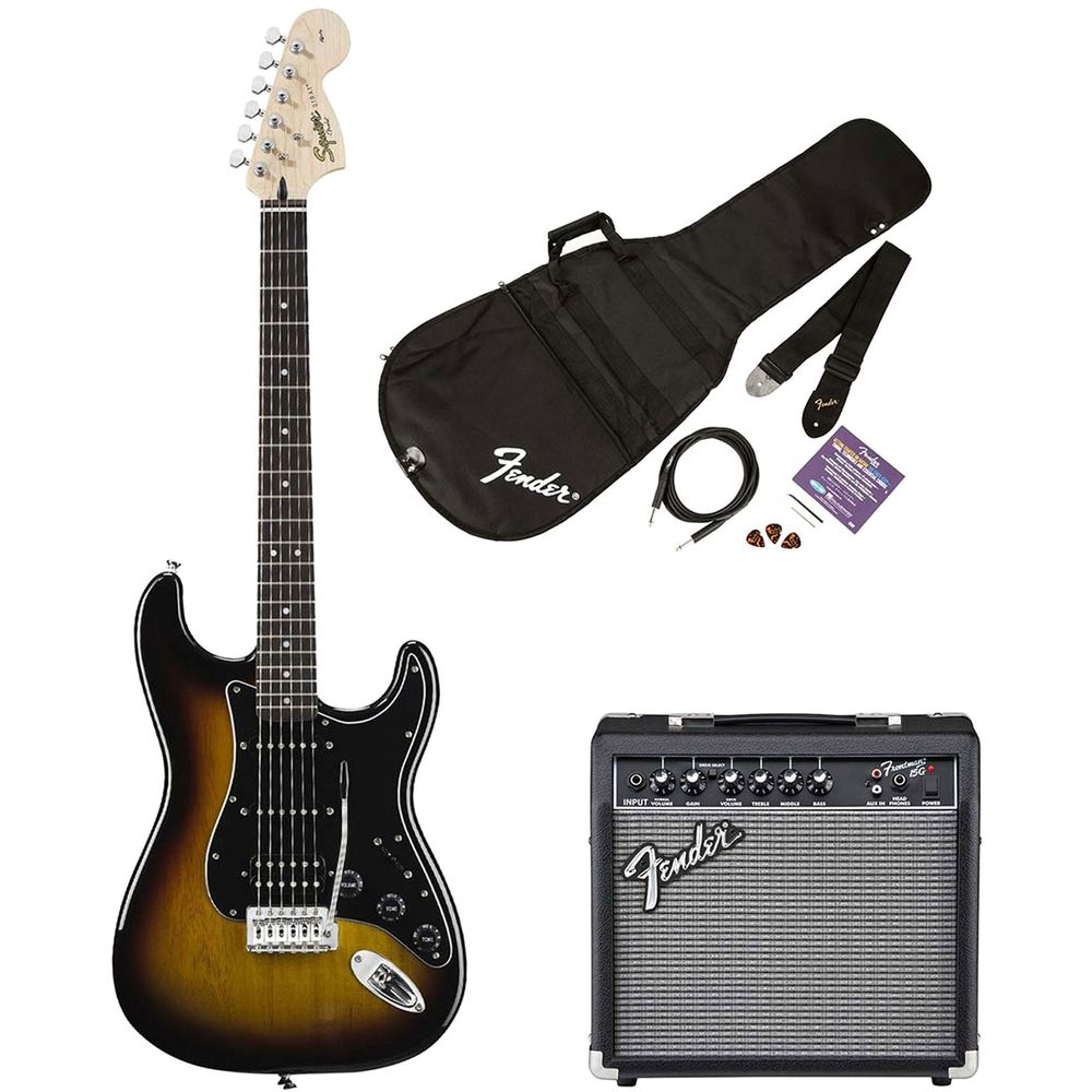 Fender Squier Affinity HSS Stratocaster Electric Guitar Pack Brown Sunburst