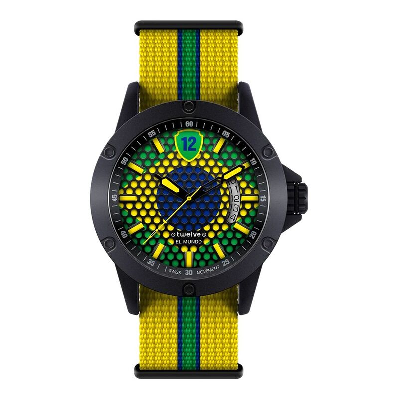 Twelve WBRA1L Brazil Themed Unisex Wristwatch - Large - 44mm